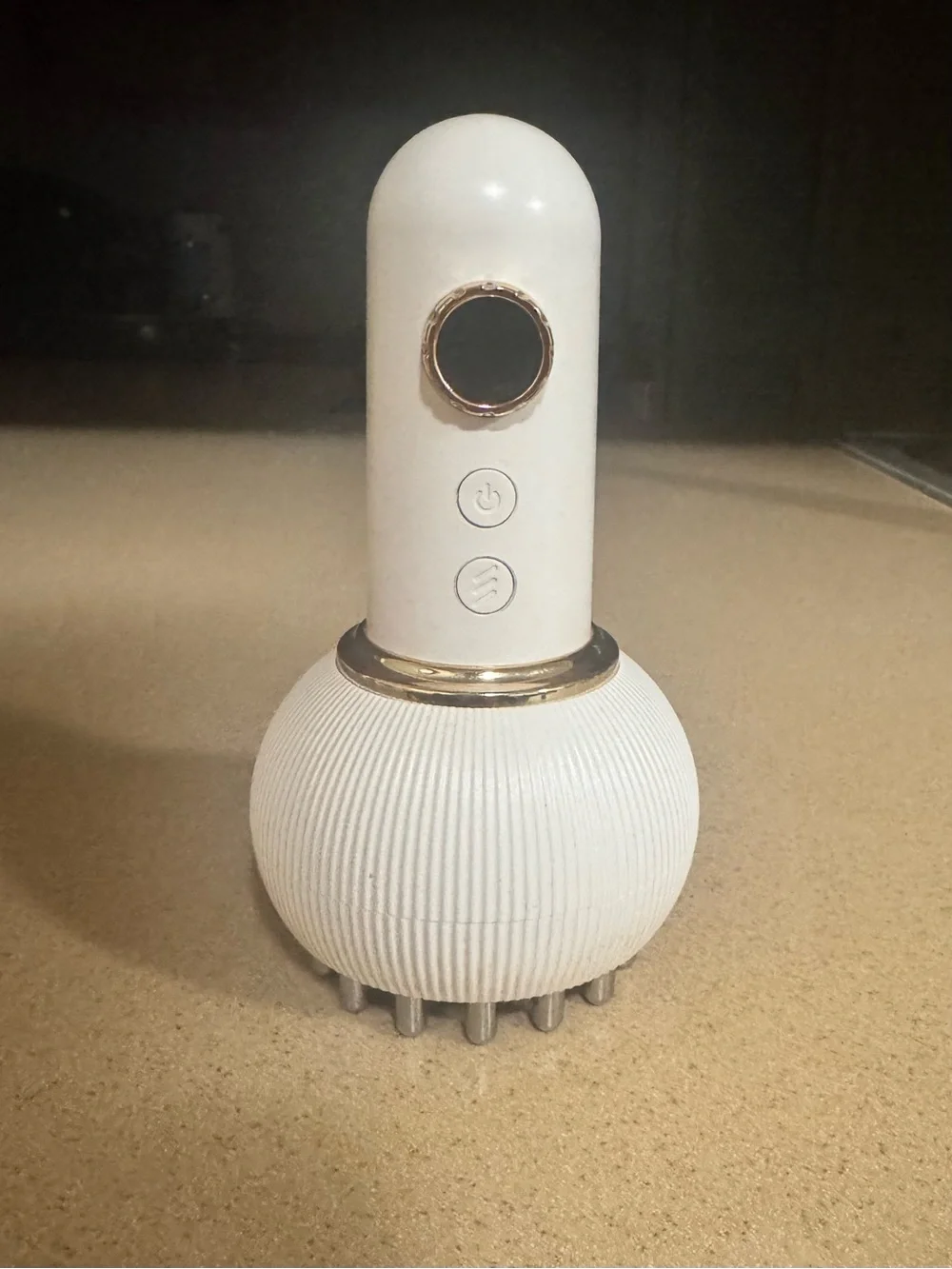 White Portable Massager with Gold Accent - Unknown Brand